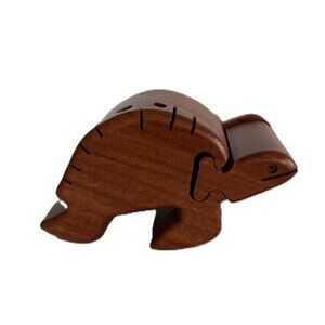 Vintage Hand-Carved Teak Wooden Sea Turtle Puzzle Trinket Box